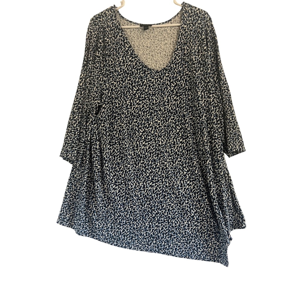 J Jill Wearever Collection Women's 3/4 Sleeve V-Neck Print Tunic Top Size M